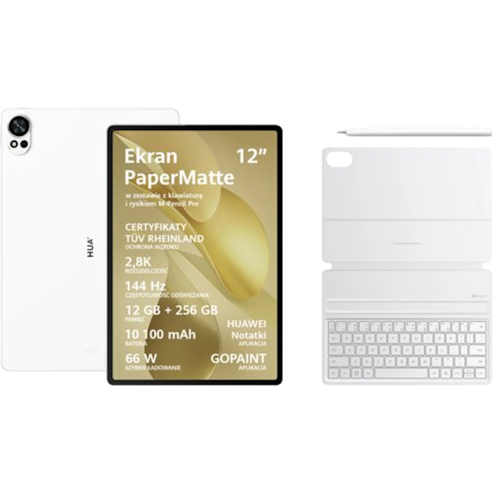 Tablet HUAWEI MatePad 12X 2025 12" 12/256 GB Wi-Fi Biały + Rysik Pro + Klawiatura