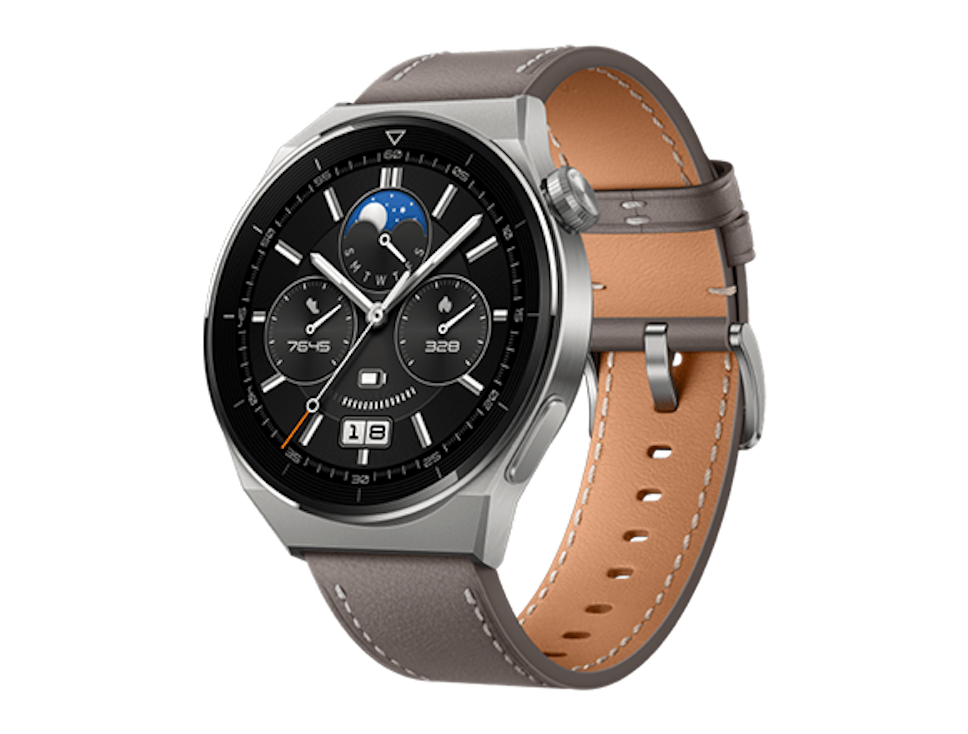 Zegarek Huawei Watch GT 3 Pro Classic 46mm Srebrno - brązowy