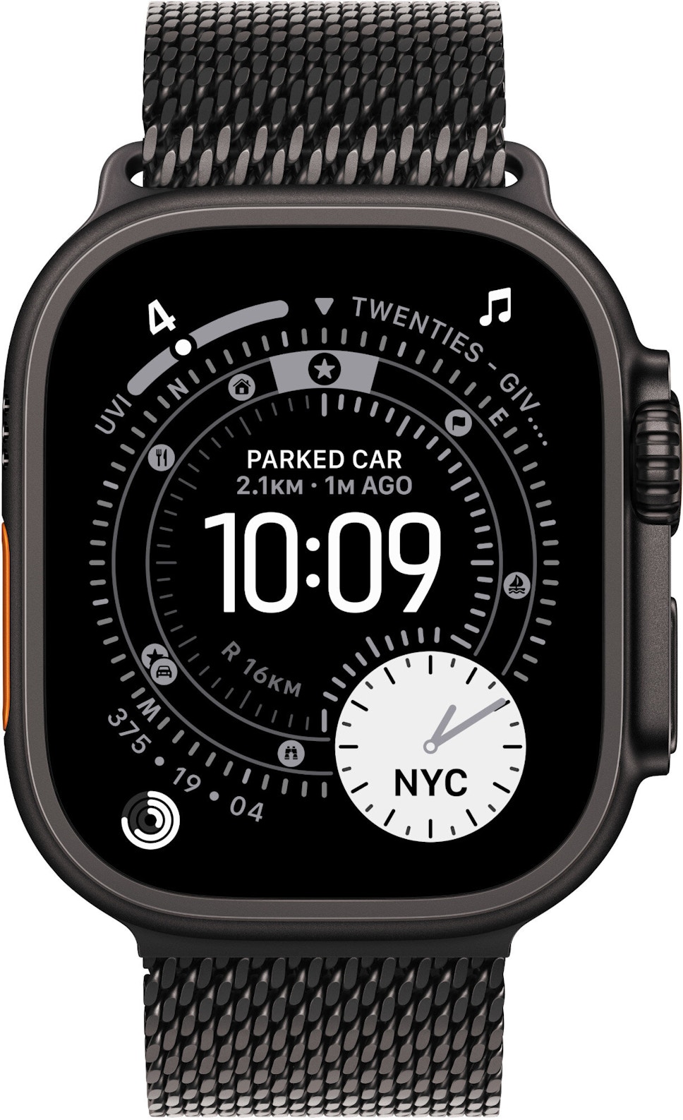 Apple Watch Ultra 3 49mm koperta tytanowa (czarny) + bransoleta mediolańska rozmiar L