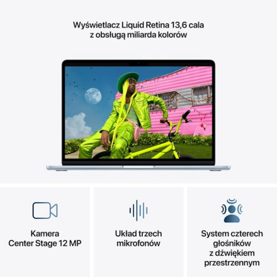 Laptop Apple MacBook Air 2026 13.6" Retina M5 24GB RAM 1TB SSD macOS Błękitny