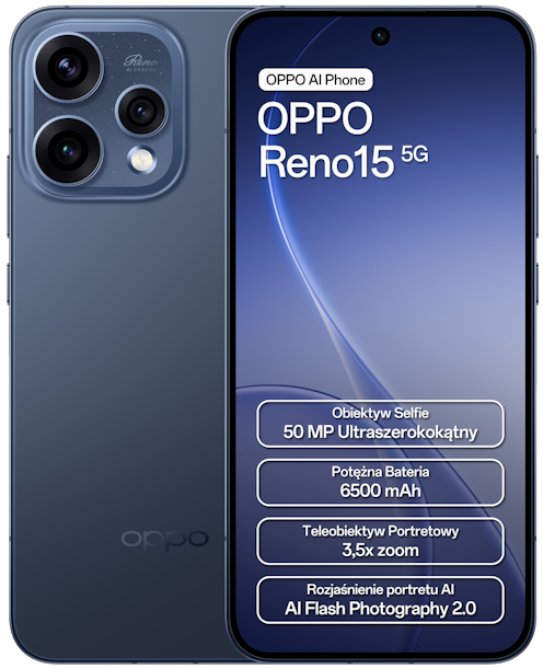 Smartfon OPPO Reno15 5G 8/512GB 6.59" 120Hz Granatowy
