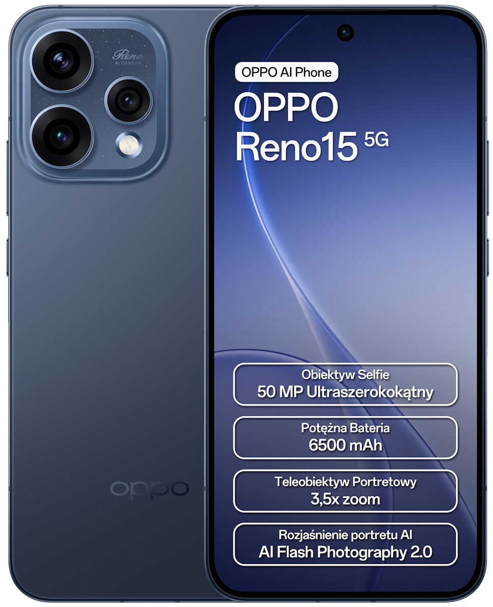 Smartfon OPPO Reno15 5G 8/512GB 6.59" 120Hz Granatowy