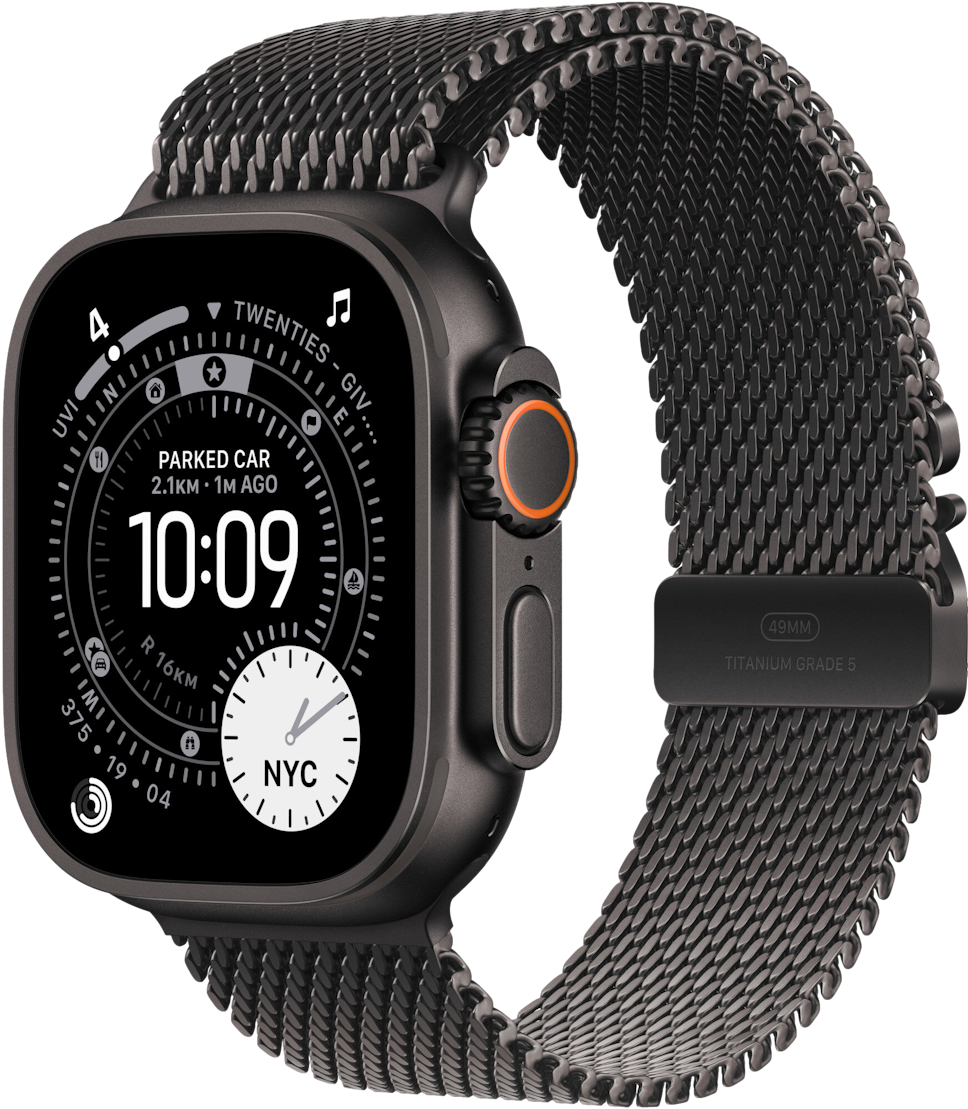 Apple Watch Ultra 3 49mm koperta tytanowa (czarny) + bransoleta mediolańska rozmiar L