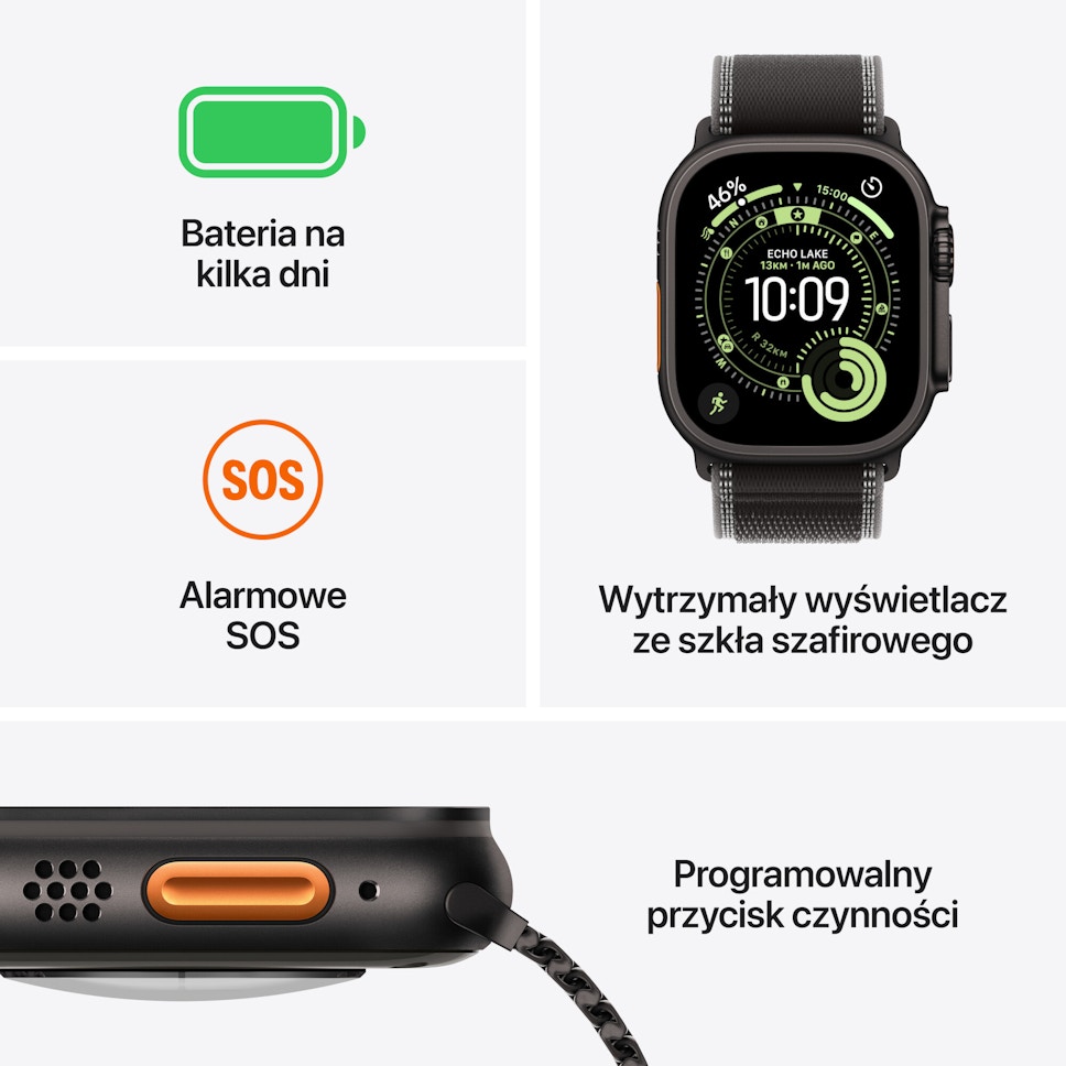 Apple Watch Ultra 3 49mm koperta tytanowa (Czarny) + pasek Ocean