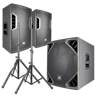 Zestaw nagłośnieniowy 2600W 2x kolumna aktywna 12'' subwoofer 15'' statywy okablowanie