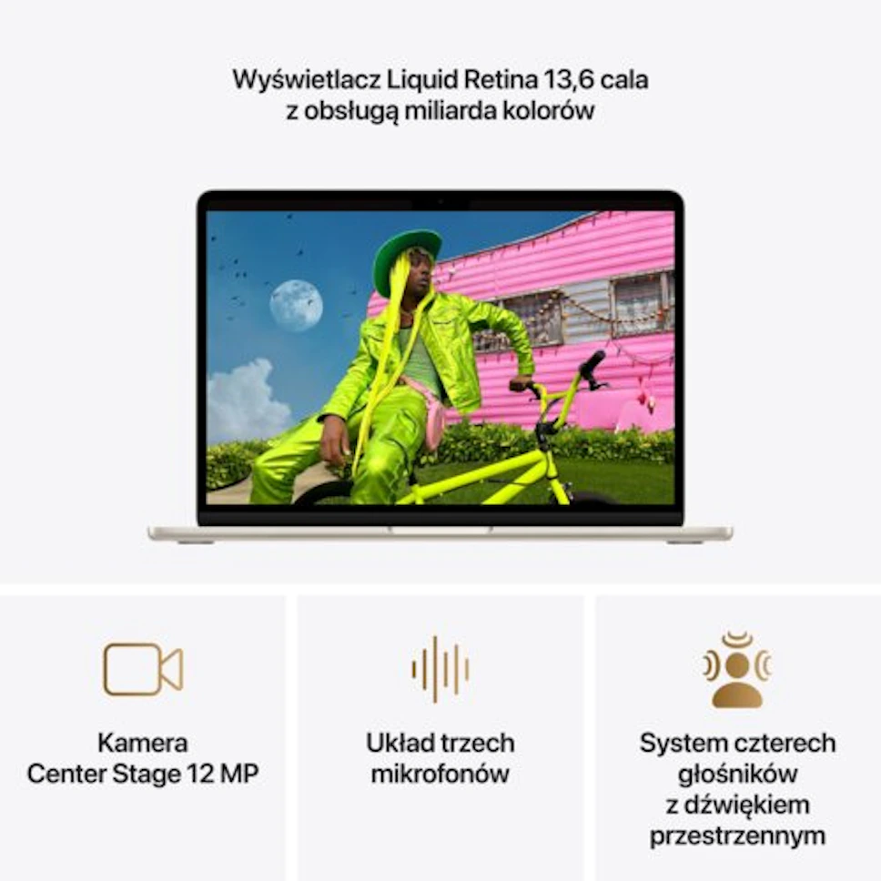 Laptop Apple MacBook Air 2026 13.6" Retina M5 16GB RAM 512GB SSD macOS Księżycowa poświata