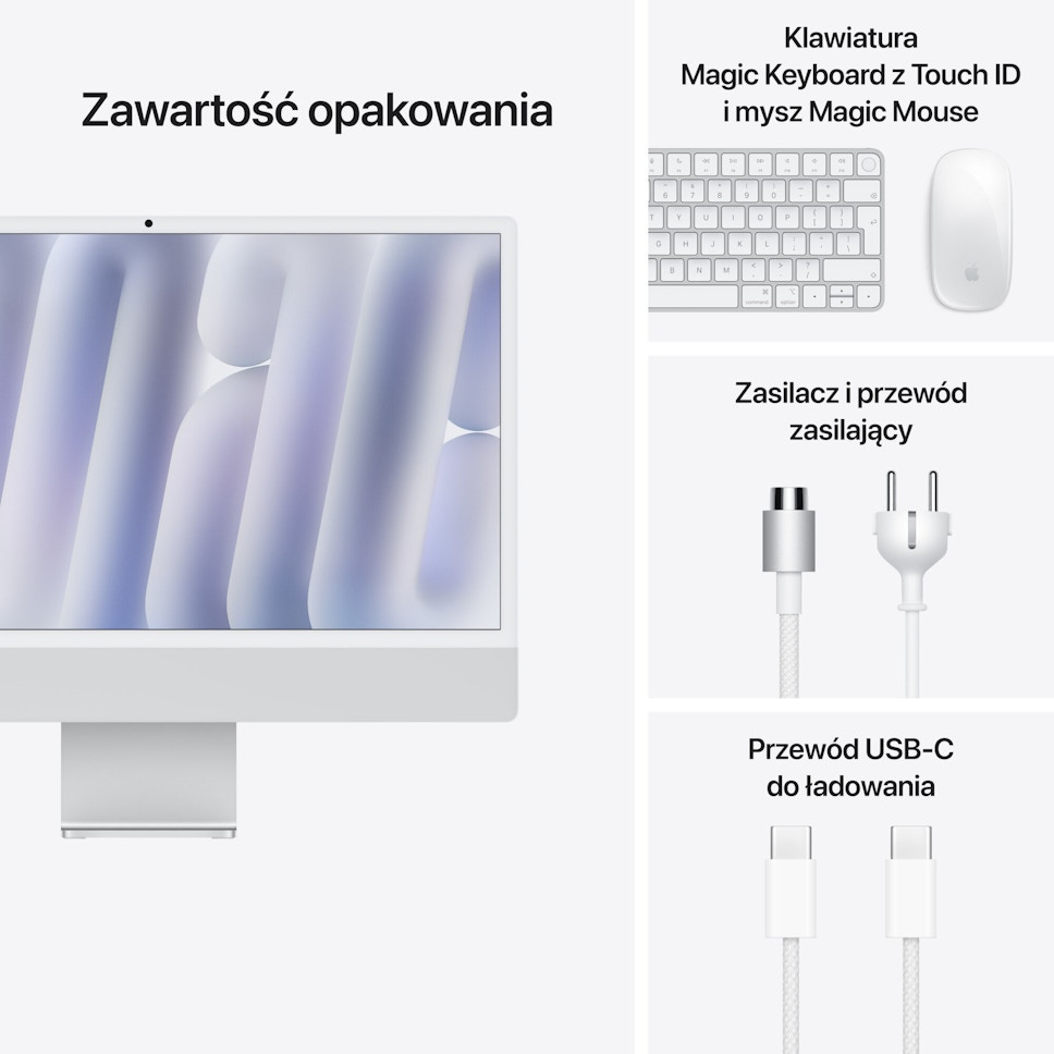 Komputer Apple iMac 23.5" M4 16GB RAM 256GB SSD Srebrny Komputer Apple iMac 23.5" M4 16GB RAM 256GB SSD Srebrny