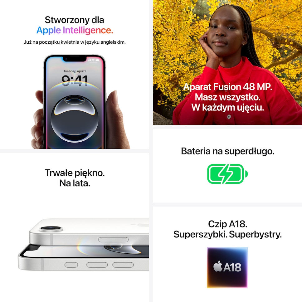 Smartfon Apple iPhone 16e 5G 128GB Czarny Smartfon Apple iPhone 16e 5G 128GB Czarny