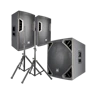 Zestaw nagłośnieniowy 2600W 2x kolumna aktywna 12'' subwoofer 15'' statywy okablowanie